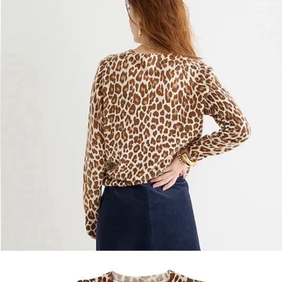 J. Crew 100% everyday Cashmere Crewneck Leopard Print Sweater - Picture 2 of 8